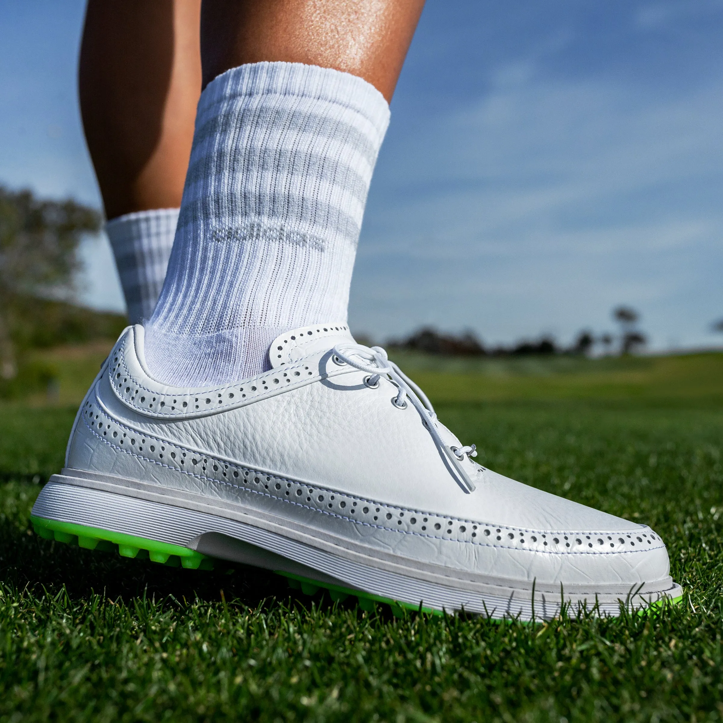 adidas MC80 Spikeless Golf Shoes - White/Lucid Lemon