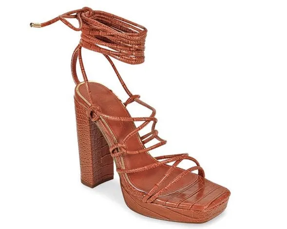 Beily Green Platform Lace Up Heels