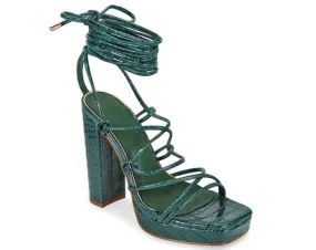 Beily Green Platform Lace Up Heels