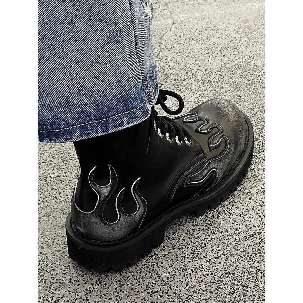 Black Flame Martin Boots