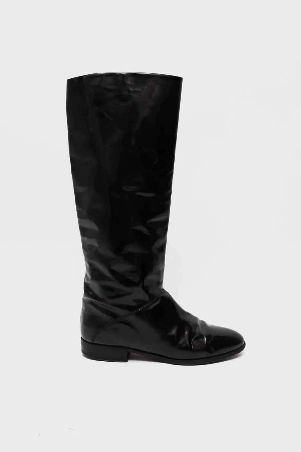 BLACK ITALY PATENT LEATHER BOOTS 39