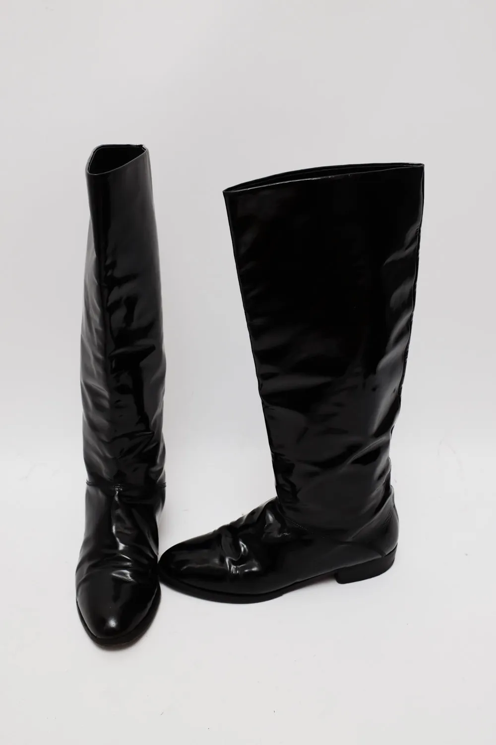 BLACK ITALY PATENT LEATHER BOOTS 39