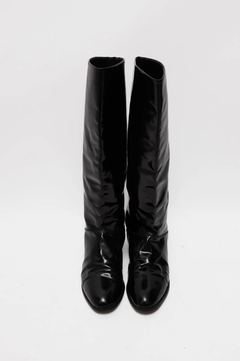 BLACK ITALY PATENT LEATHER BOOTS 39