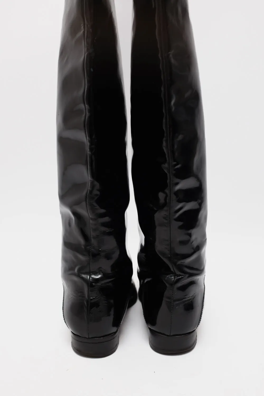 BLACK ITALY PATENT LEATHER BOOTS 39