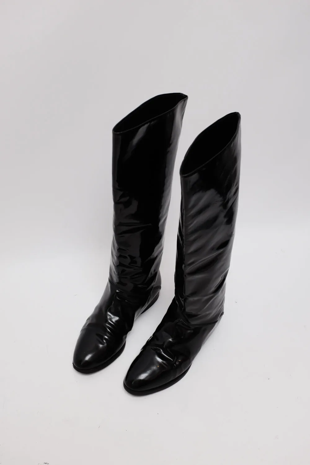 BLACK ITALY PATENT LEATHER BOOTS 39