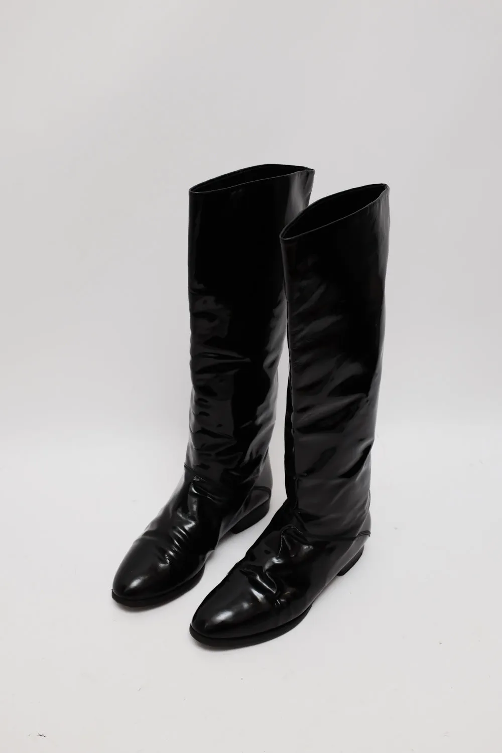 BLACK ITALY PATENT LEATHER BOOTS 39