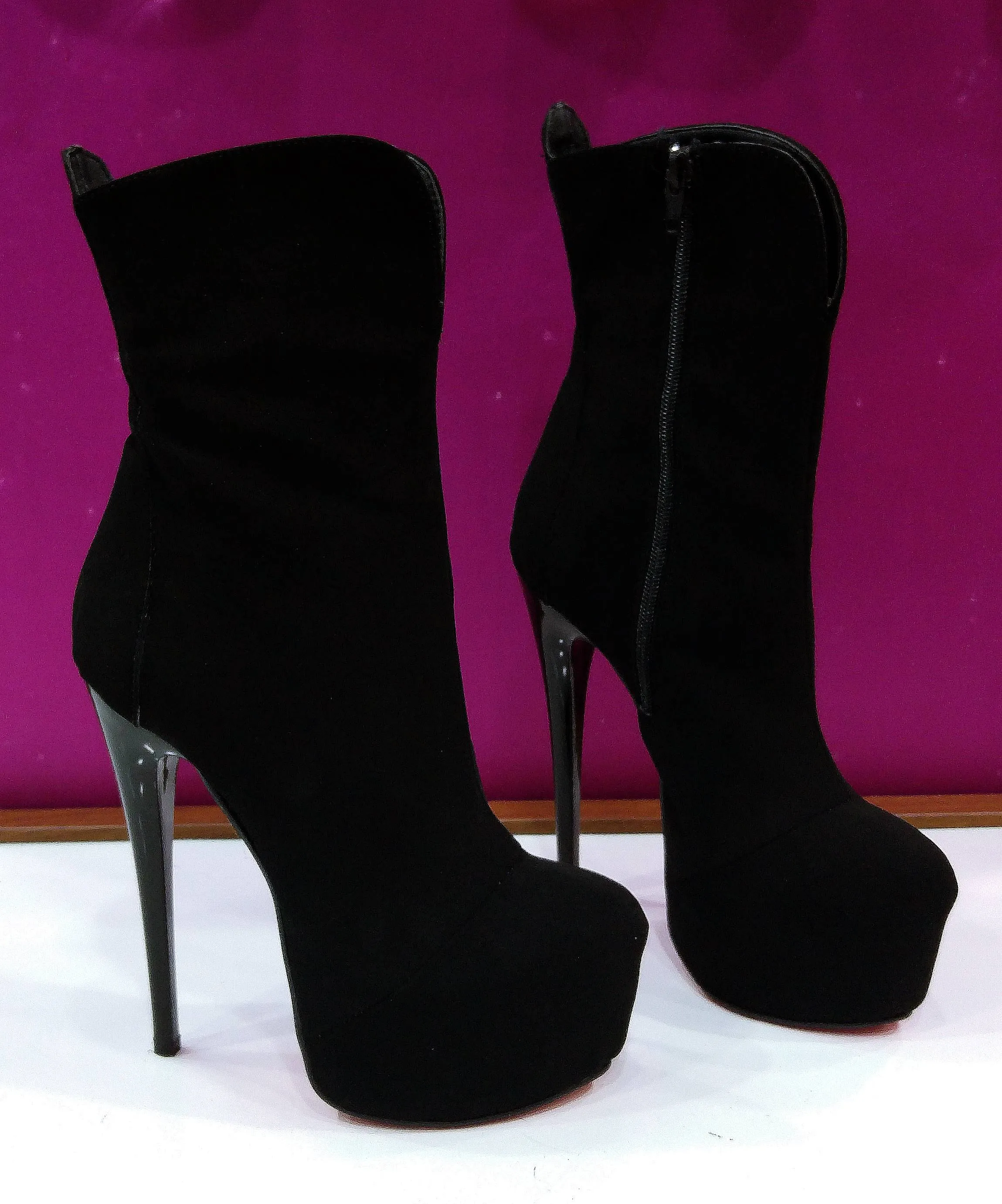 Black Suede Hidden Platform Boots