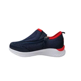 Boy's Navy Red Lightweight Shoes with Front Zipper Access