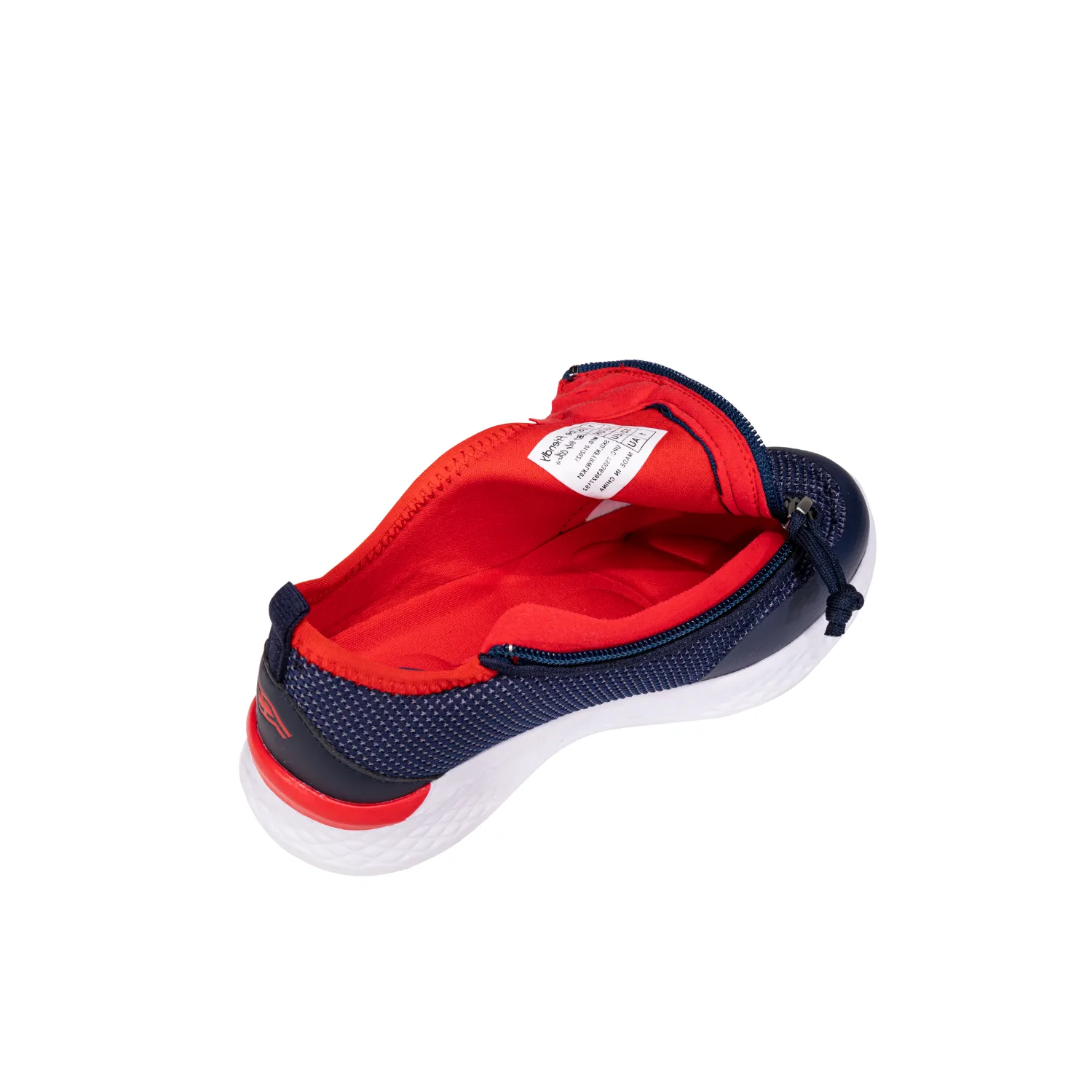 Boy's Navy Red Lightweight Shoes with Front Zipper Access