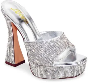 Cho Silver Rhinestone Platform Heels