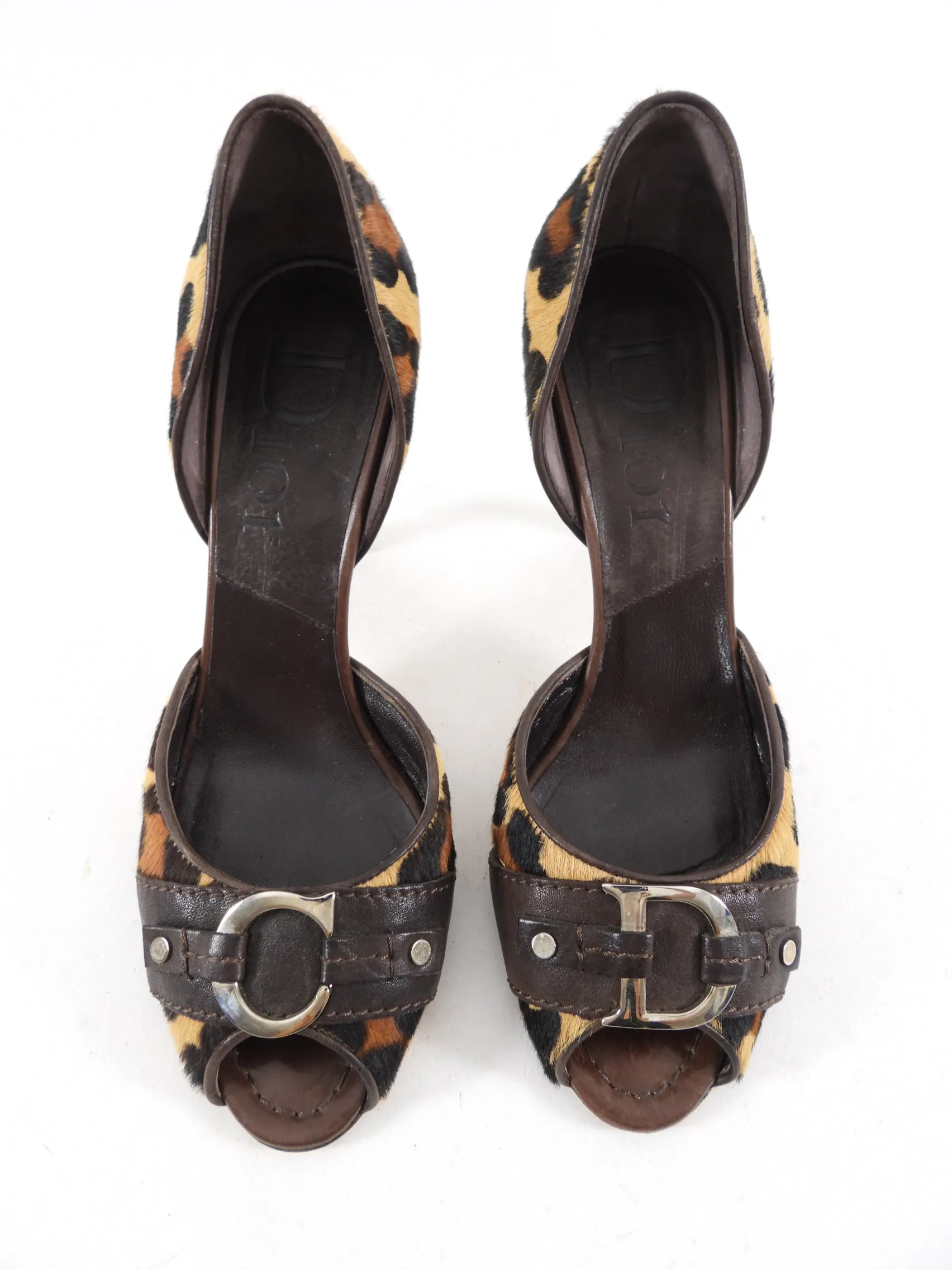 Christian Dior Galliano Vintage Leopard Calf CD Logo Pumps - 8.5