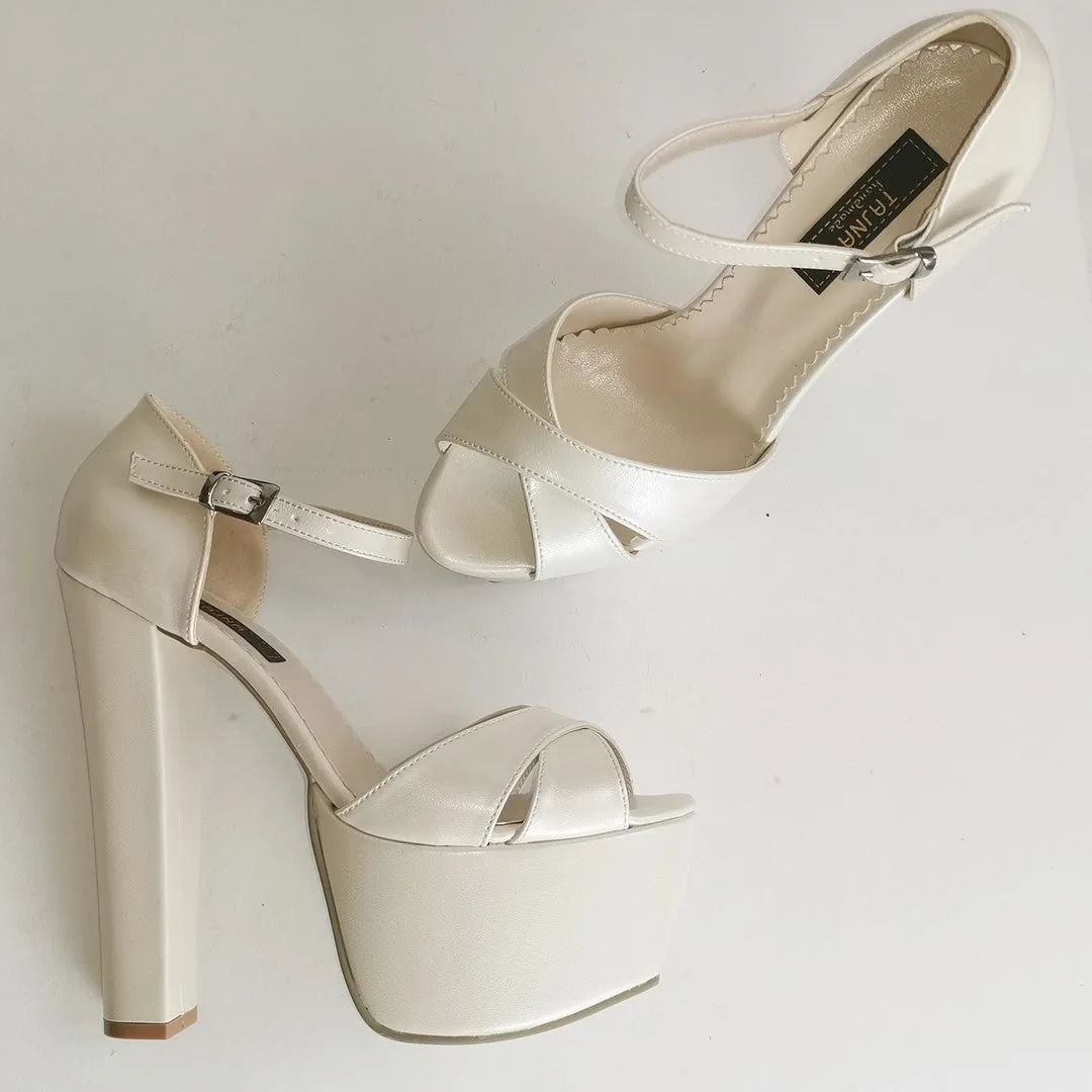 Cross Strap Wedding Platform Shoes