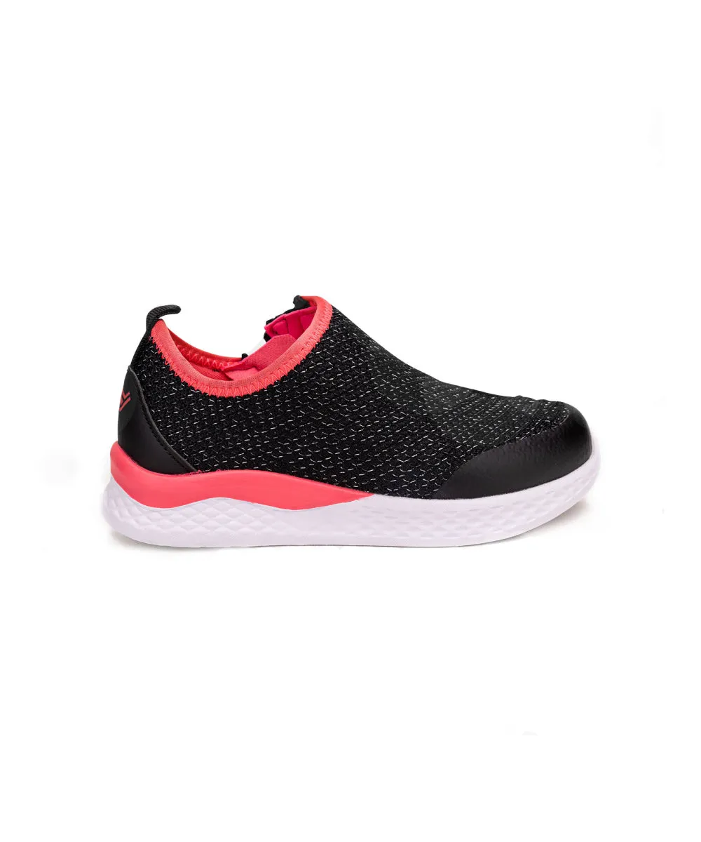 Girls Black Lightweight Shoes with Front Zipper Access