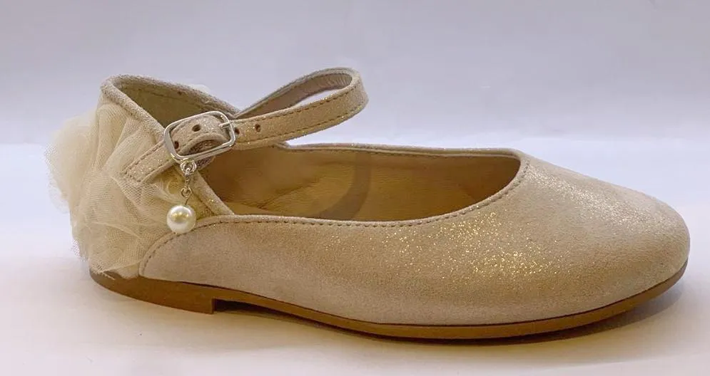 Girls Eli Papanatas taupe Designed Mary Janes