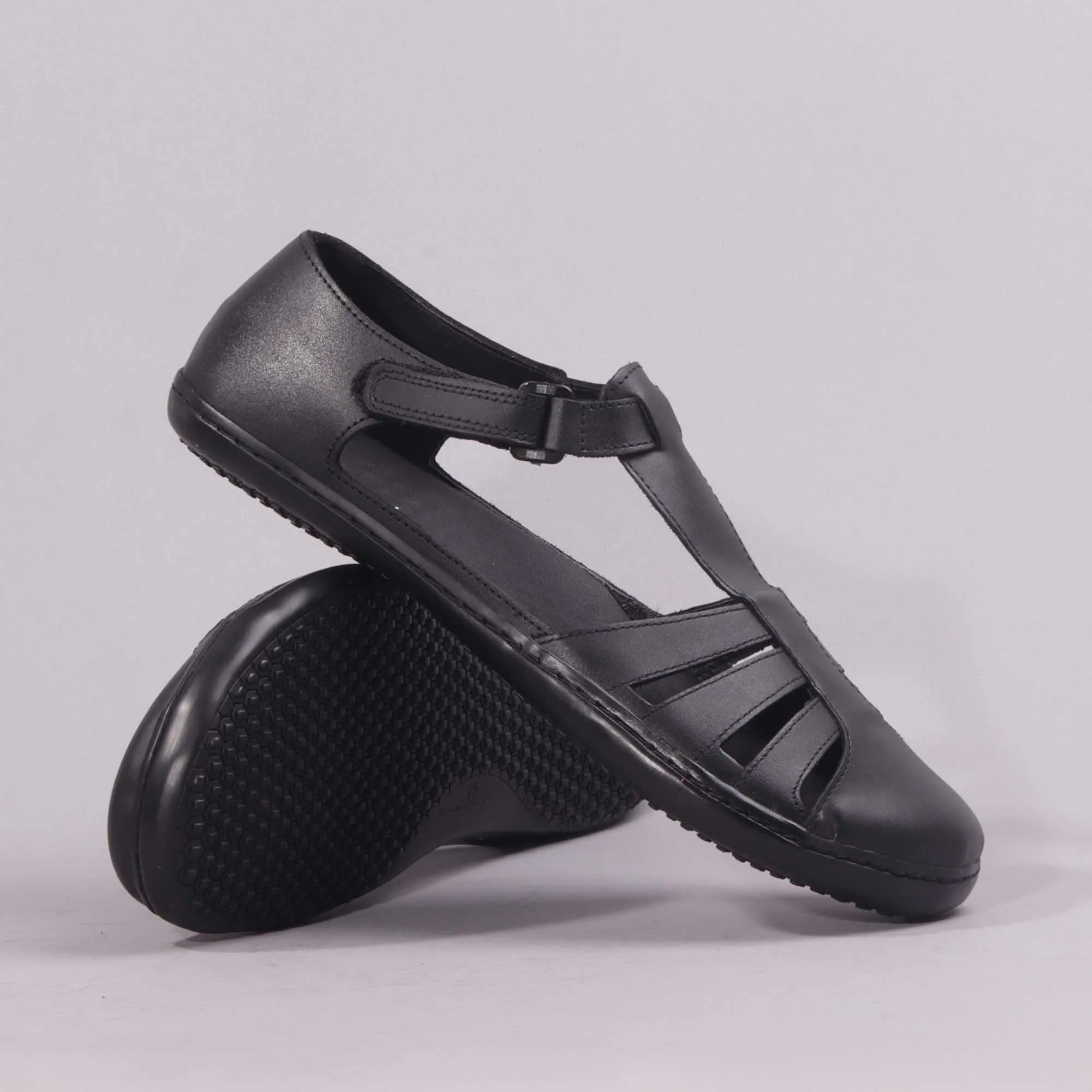 Girls School Sandal in Black Sizes 36 - 43 - 7811