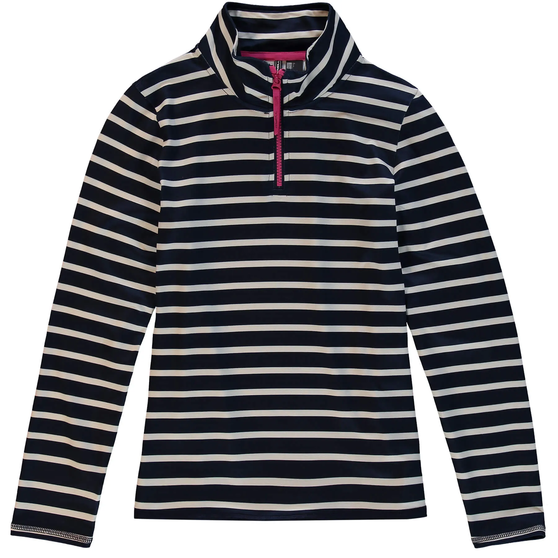 Girls Stripe Snow Fleece Half Zip - Blue AOP / White