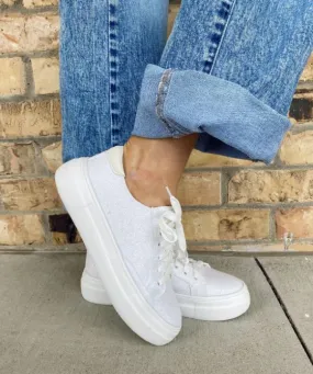 GLARING WHITE GLITTER SNEAKERS