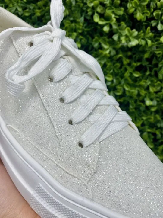 GLARING WHITE GLITTER SNEAKERS