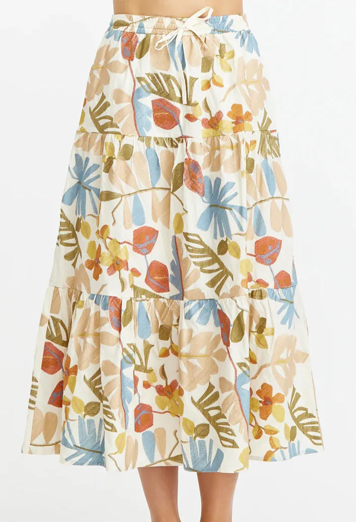 Grant Embroidered Midi Skirt