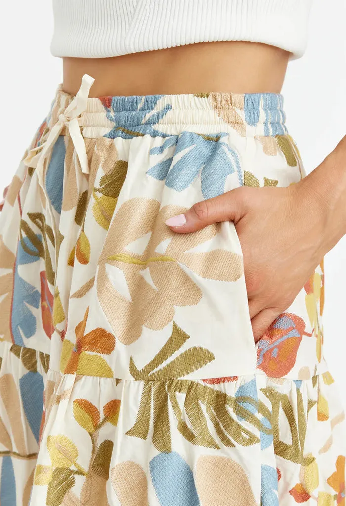 Grant Embroidered Midi Skirt