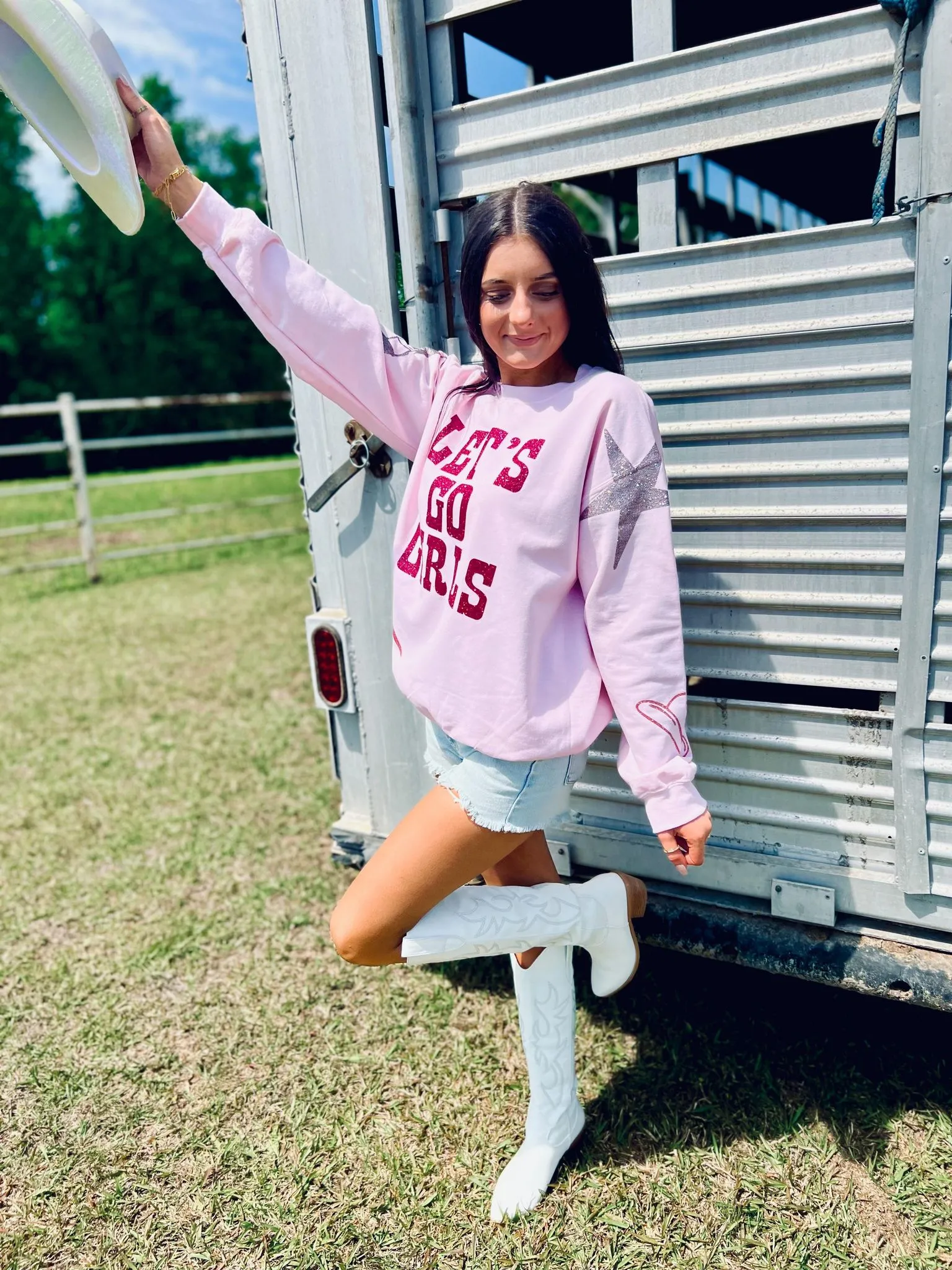 Let's Go Girls Boots And Stars Sweatshirt