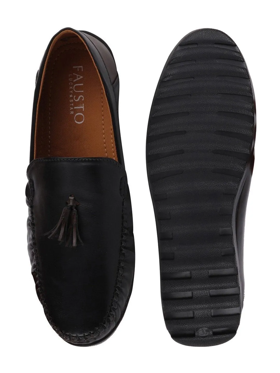 Men Black Casual Slip-On Loafers