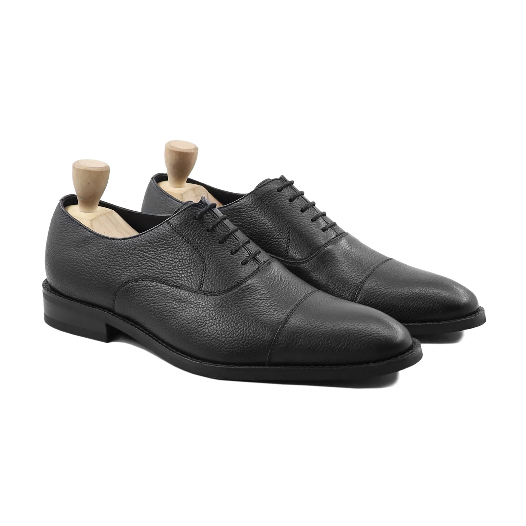 Plock - Men's Black Pebble Grain Oxford Shoe