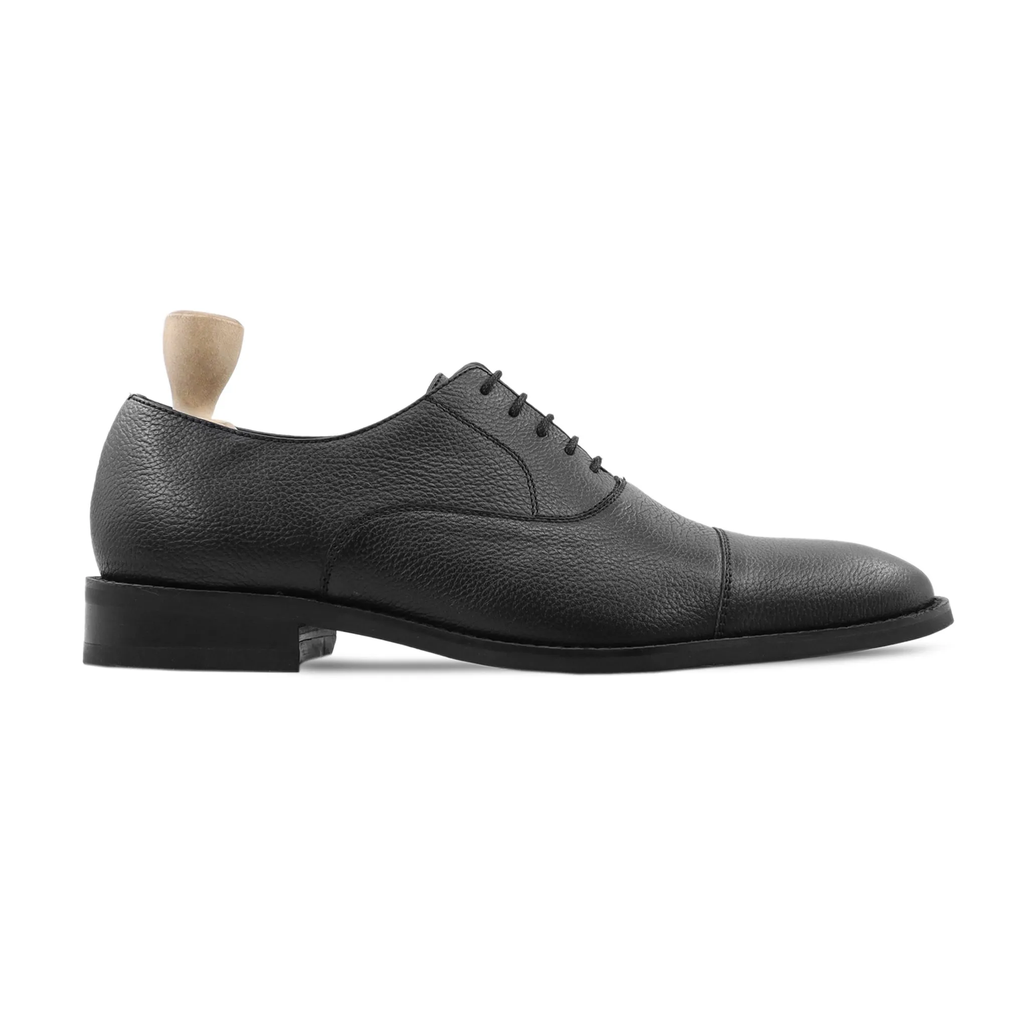 Plock - Men's Black Pebble Grain Oxford Shoe