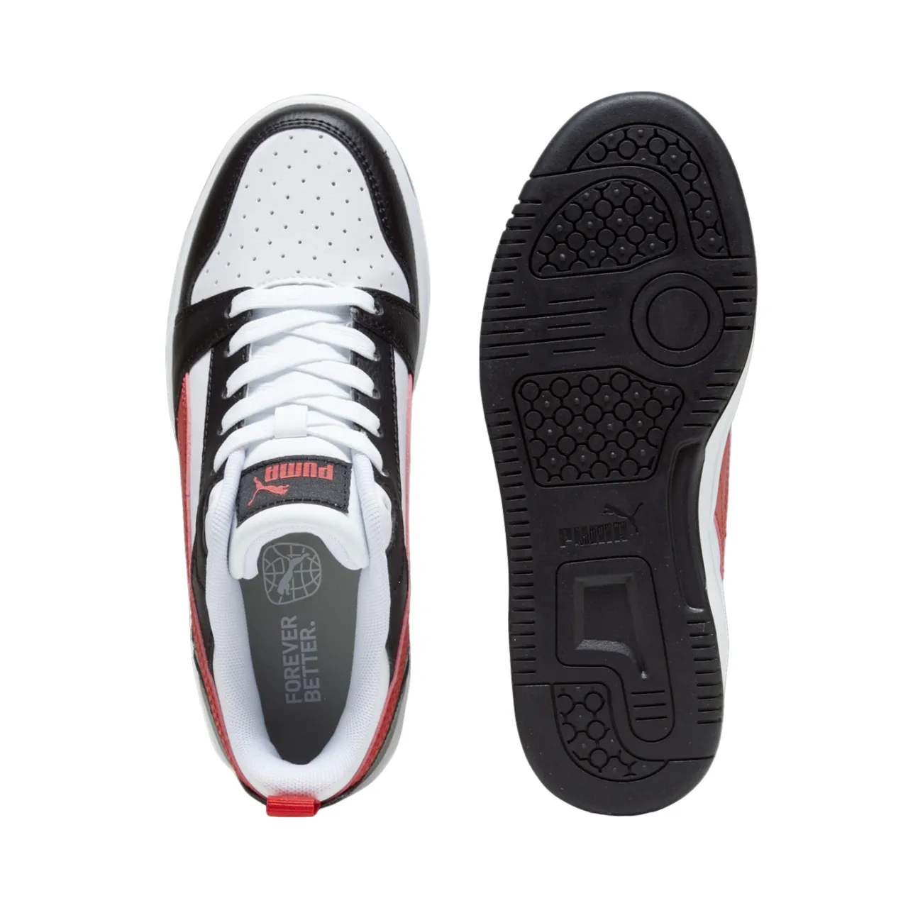 Puma Rebound v6 boys' sneakers shoe 393833-04 white-black-red