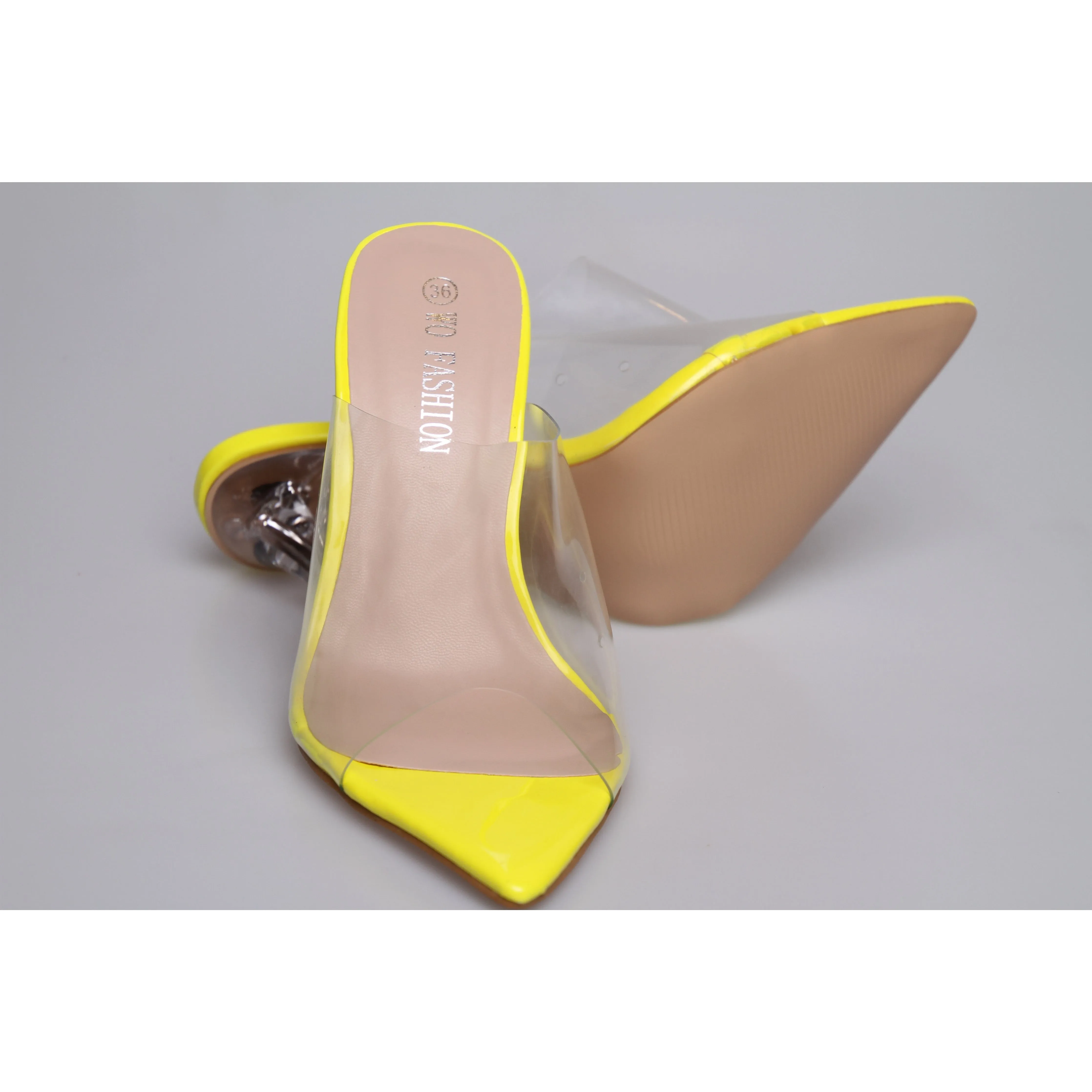 PVC transparent open toe high heel