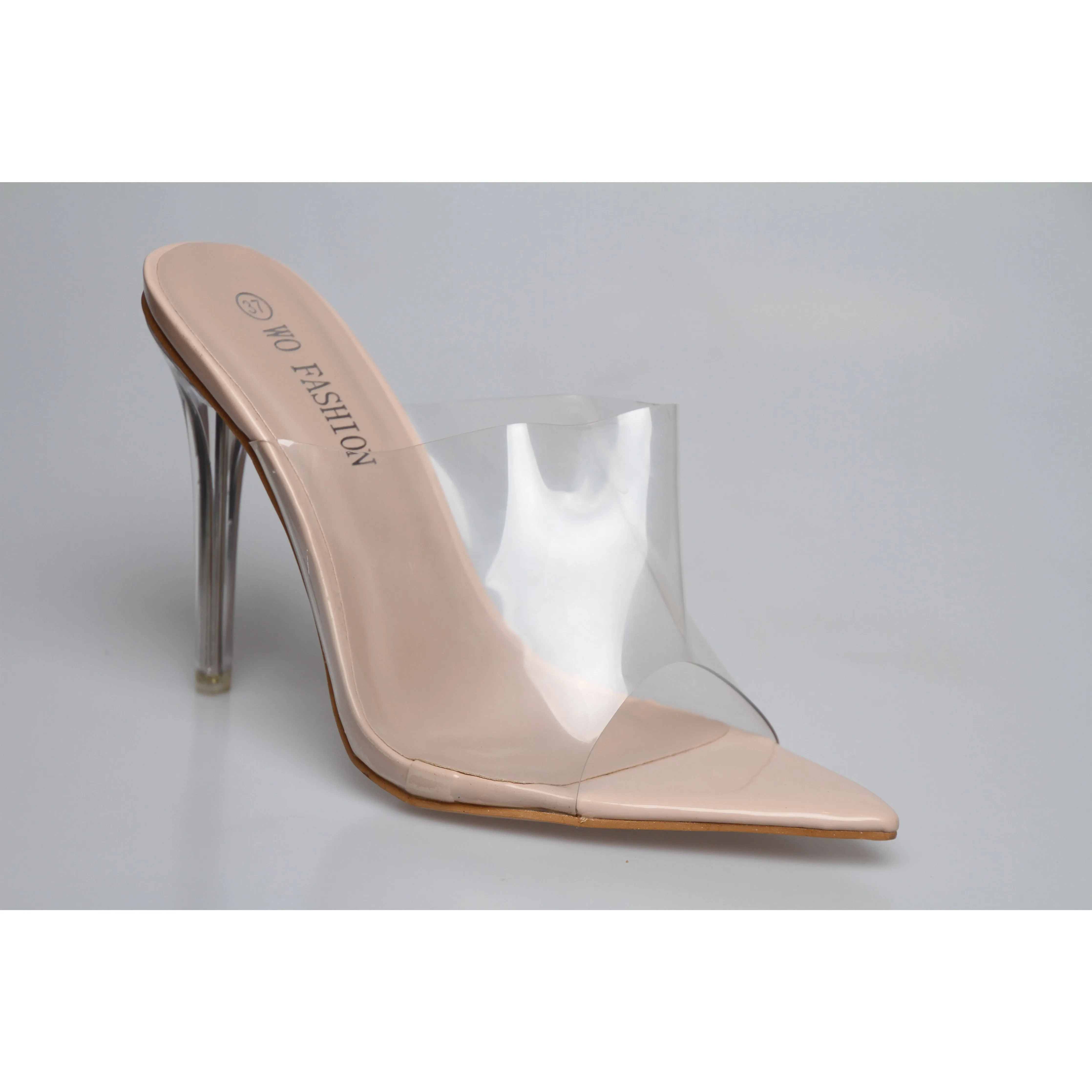 PVC transparent open toe high heel