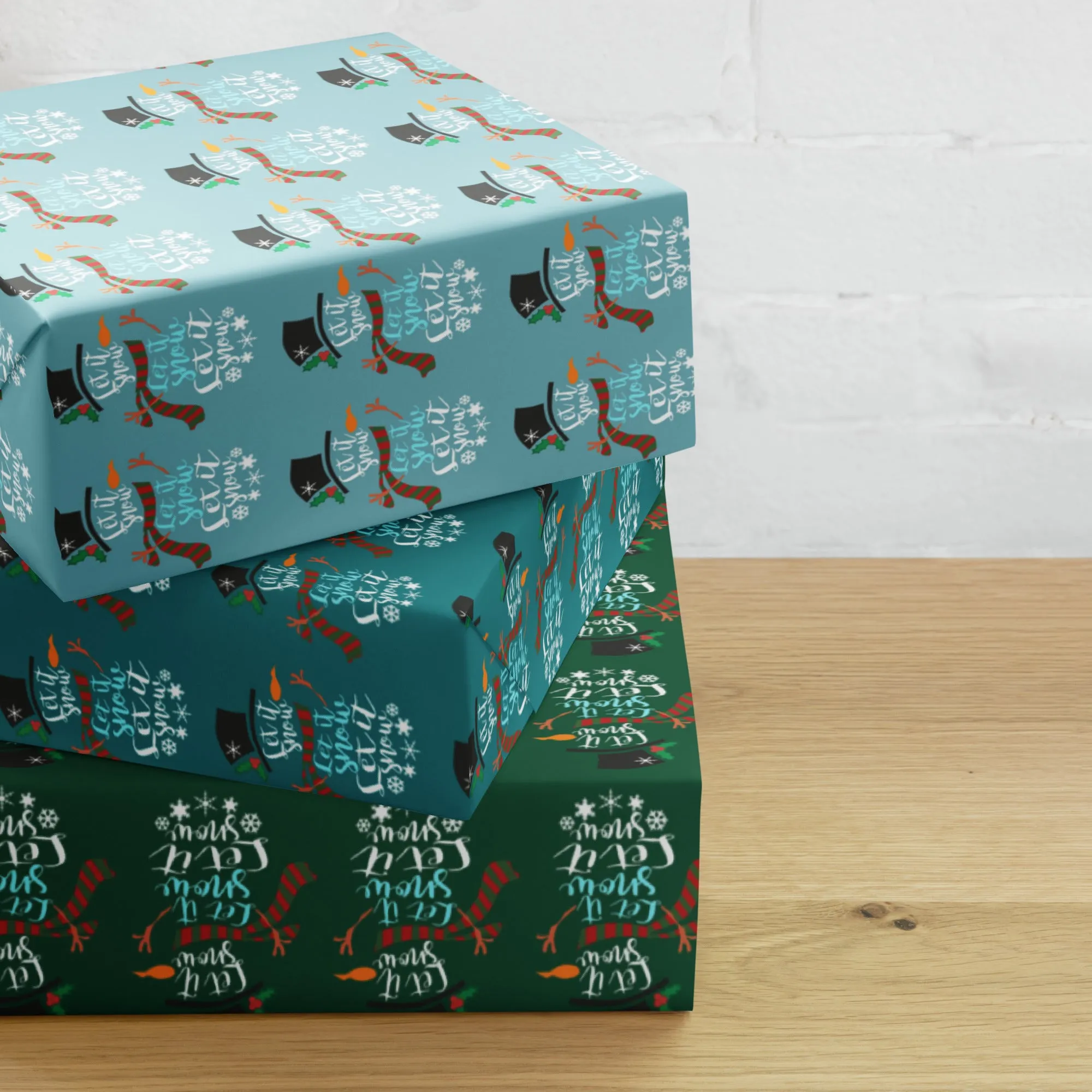 "Let It Snow" Christmas Gift Wrap (3 Sheets)