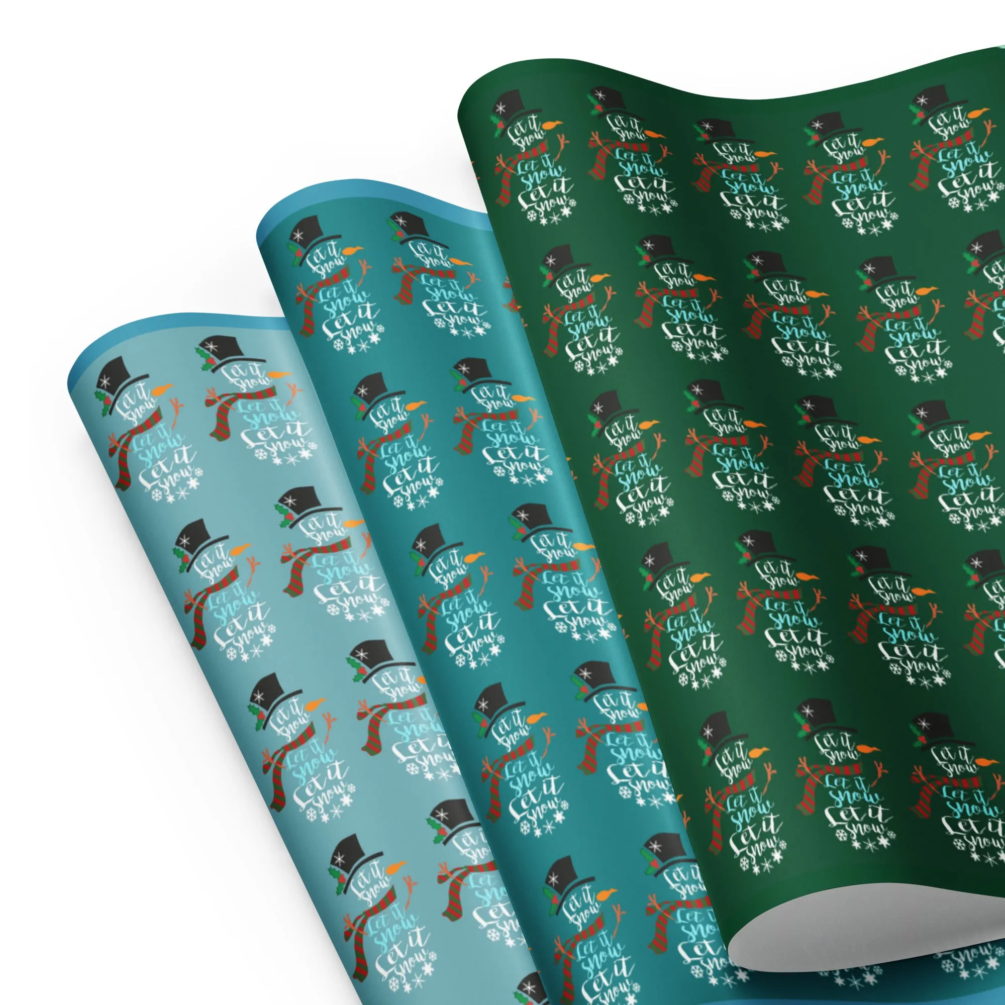 "Let It Snow" Christmas Gift Wrap (3 Sheets)