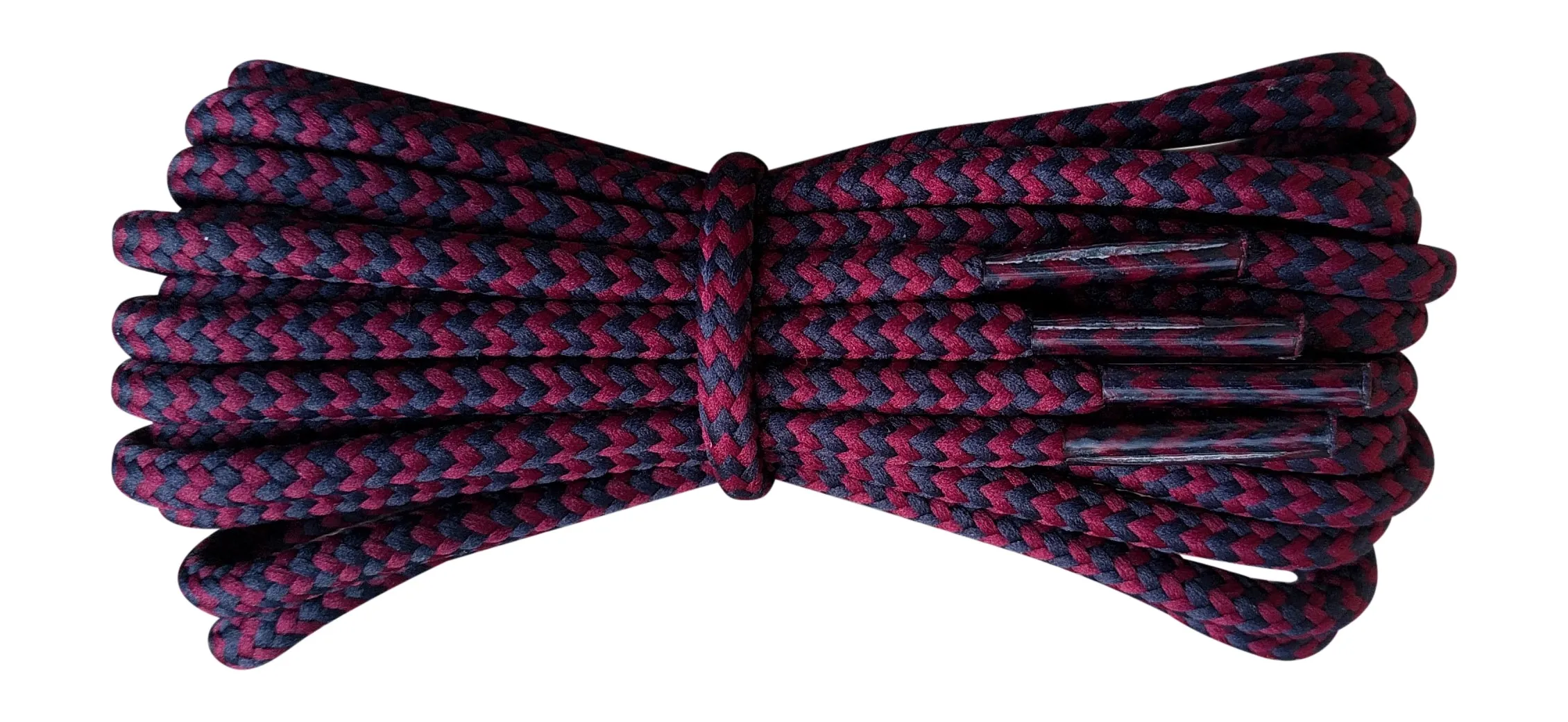 Round 4 mm Burgundy and Navy boot laces for walking and casual boots