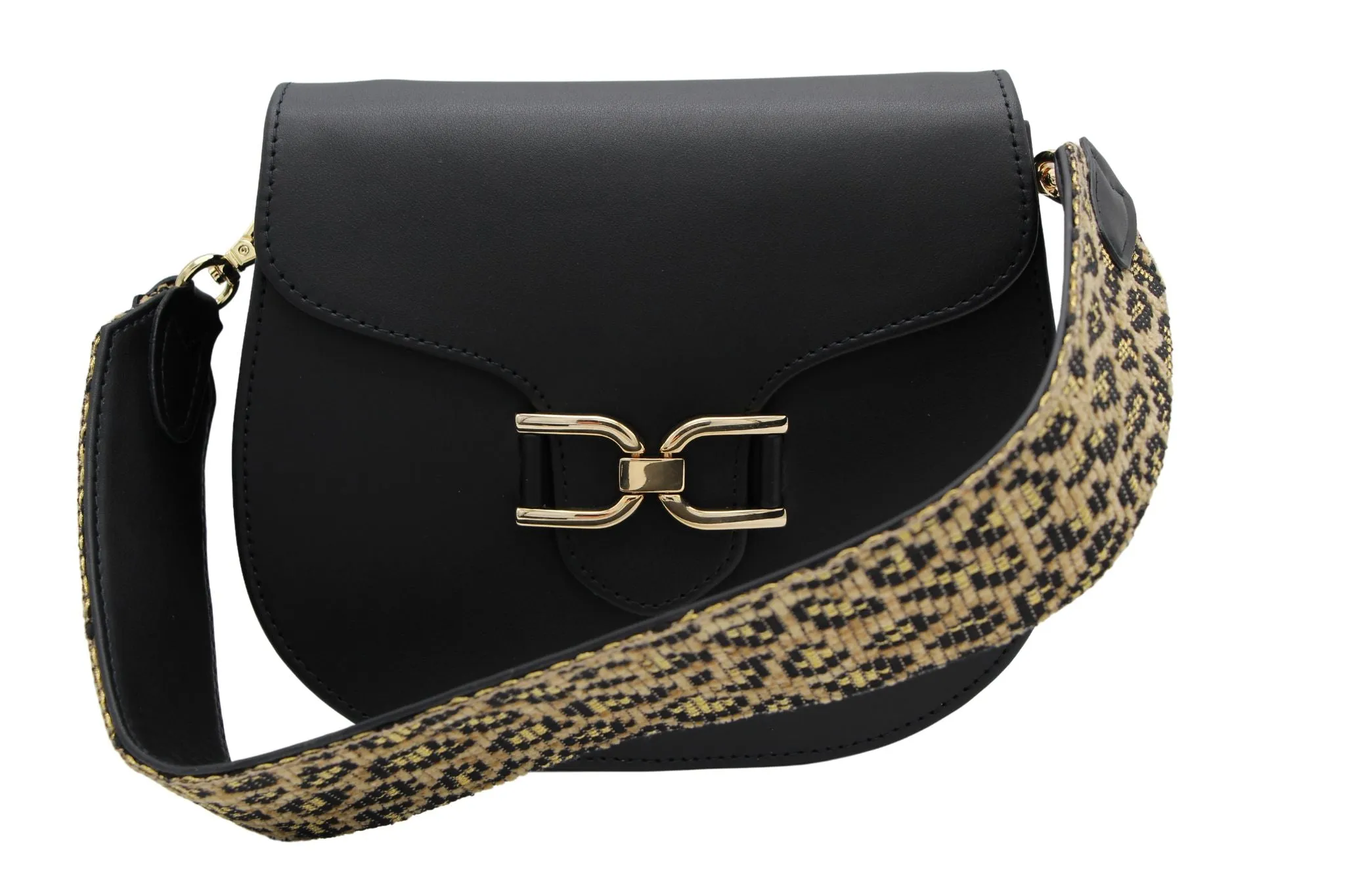 UNISA Black Leather Saddle Bag   ZFABIOLA