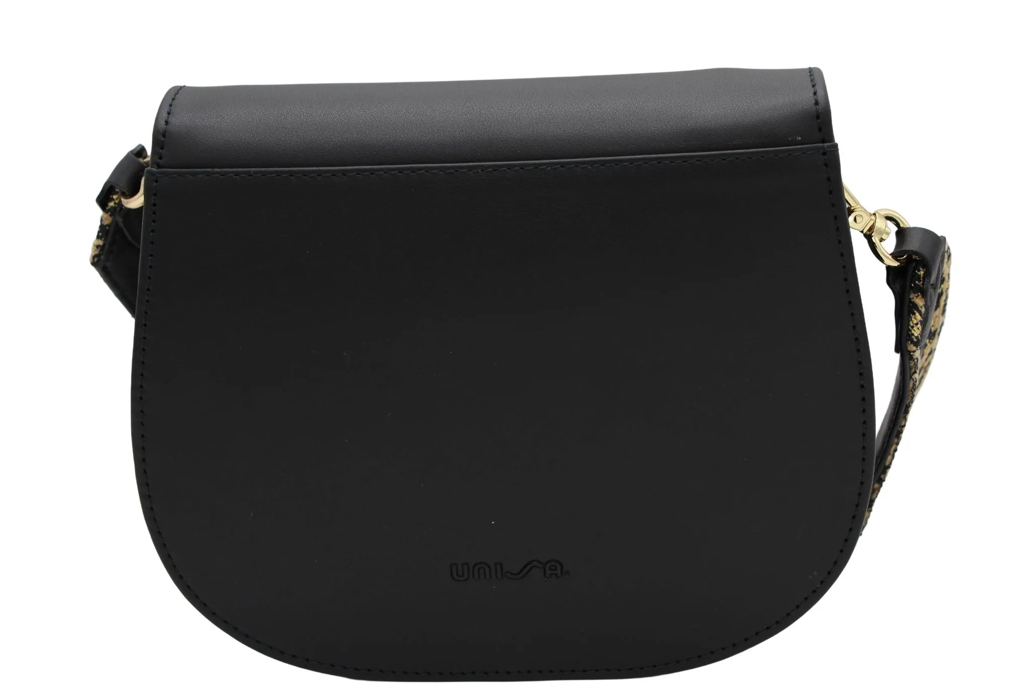 UNISA Black Leather Saddle Bag   ZFABIOLA