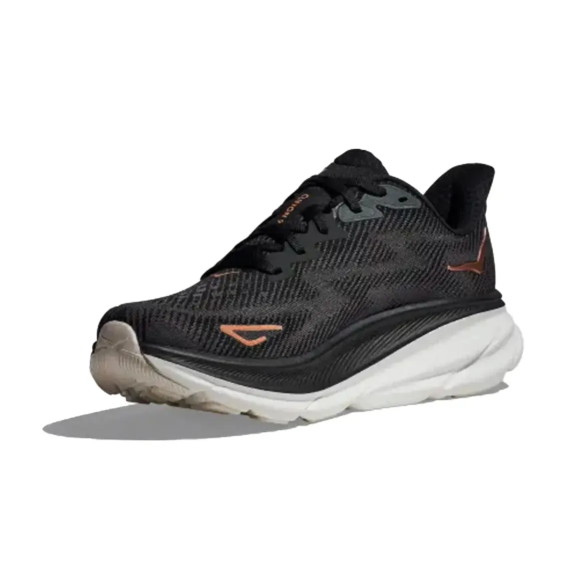 Womens Hoka Clifton 9 (Wide) - Black / Rose Gold