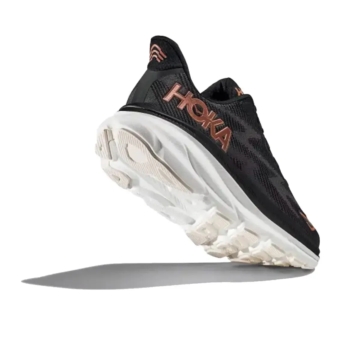 Womens Hoka Clifton 9 (Wide) - Black / Rose Gold